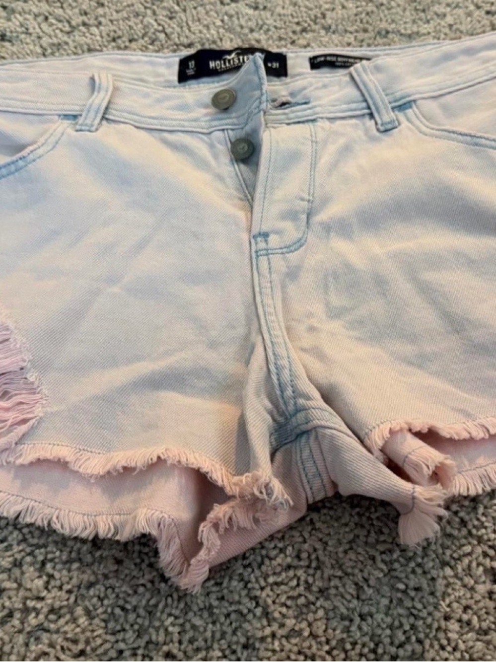 Hollister Women's Pale Pink Frayed Denim Cutoff Shorts